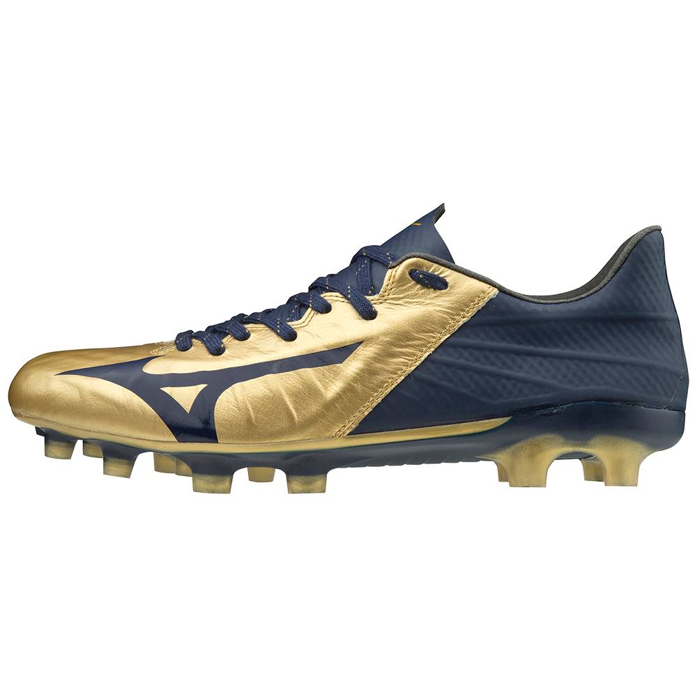 Tacos de Futbol Mizuno Rebula III Japan Para Hombre Dorados/Azul Marino 4673519-HT